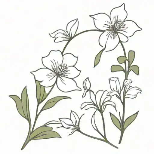 carnation, snowdrop, violets, and primrose flower intertwined tattoo design idea