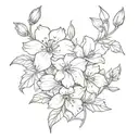 carnation, snowdrop, violets, and primrose flower intertwined tattoo design idea