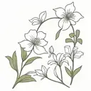 carnation, snowdrop, violets, and primrose flower intertwined tattoo design idea