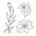 carnation, snowdrop, violets, and primrose flower intertwined tattoo design idea