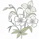 carnation, snowdrop, violets, and primrose flower intertwined tattoo design idea