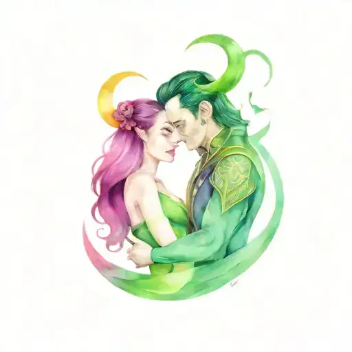 Loki and wanda tattoo design idea