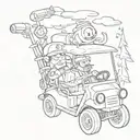 bill key Gravity falls, and adventure time snail on the golf cart from a show more tattoo design idea