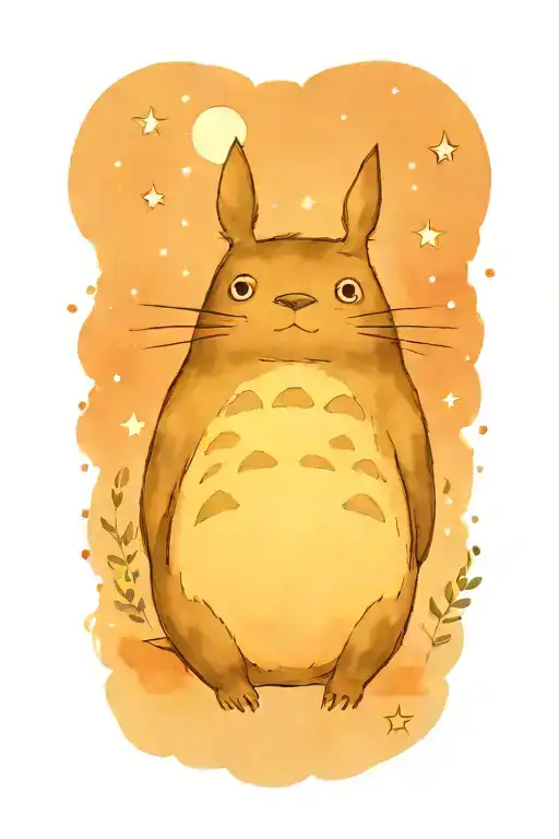 cute Totoro watching the starry sky tattoo design idea