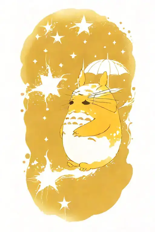 cute Totoro watching the starry sky tattoo design idea