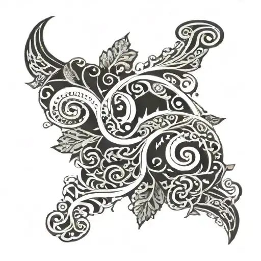 pictish swirl with nature tattoo design idea