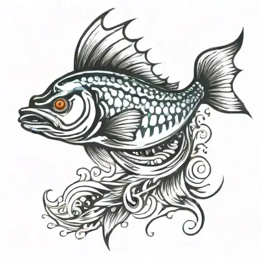 angry mackerel tattoo design idea