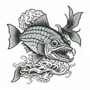 angry mackerel tattoo design idea
