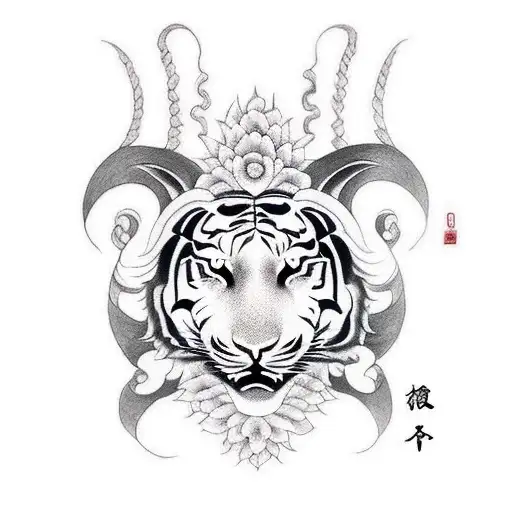 horse sheep tiger and dragon tattoo design idea