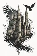 harry potter castle tattoo design idea