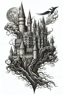 harry potter castle tattoo design idea