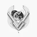 A broken heart mended with the number 9, surrounded by moon phases tattoo design idea