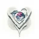 A broken heart mended with the number 9, surrounded by moon phases tattoo design idea