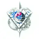 A broken heart mended with the number 9, surrounded by moon phases tattoo design idea