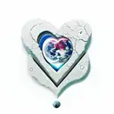 A broken heart mended with the number 9, surrounded by moon phases tattoo design idea