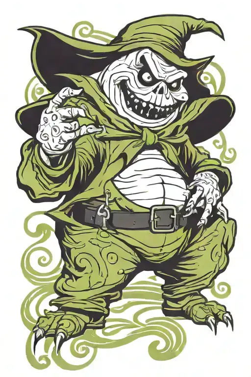 oogie boogie lock stock and barrel tattoo design idea