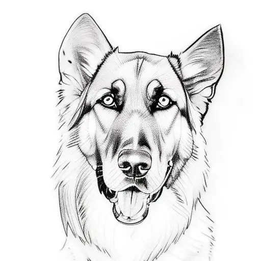 half face of a German shepherd and half face of a labrador together tattoo tattoo design idea