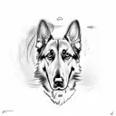 half face of a German shepherd and half face of a labrador together tattoo tattoo design idea