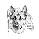 half face of a German shepherd and half face of a labrador together tattoo tattoo design idea