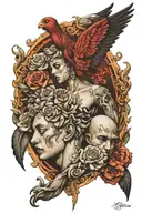 eros as the main object of greed; fear, lack, impulse desires, needs, devastation. between exposing yourself and hiding; tattoo design idea