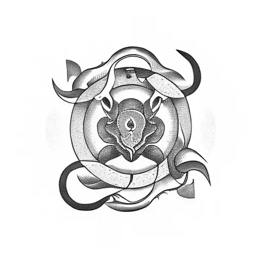 traditional ouroboros in a circle tattoo design idea