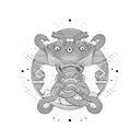 traditional ouroboros in a circle tattoo design idea