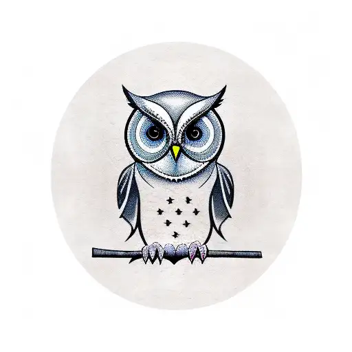 owl with script "08-24-1972" tattoo design idea