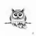 owl with script "08-24-1972" tattoo design idea