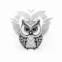 owl with script "08-24-1972" tattoo design idea