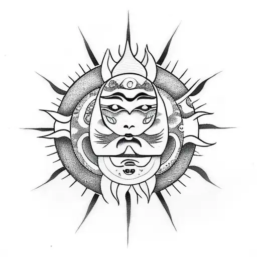 Sun and Moon half sleve tattoo design idea