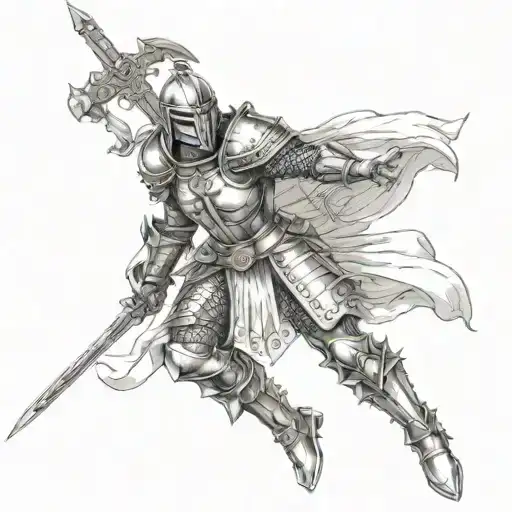 woman in full armor of God tattoo design idea