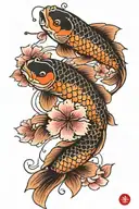 koi fish with cherry blossoms tattoo design idea