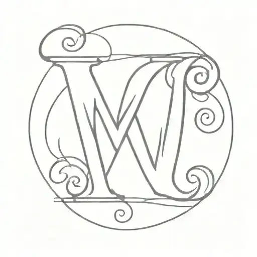 fancy letter M tattoo design idea