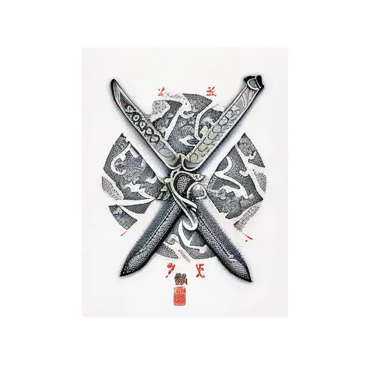 Sword 3 katana Roronoa Zoro  tattoo design idea