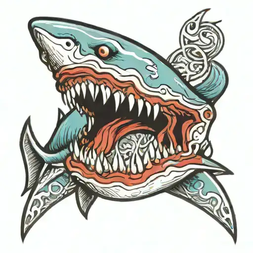 Shark Jaw Skeleton tattoo design idea