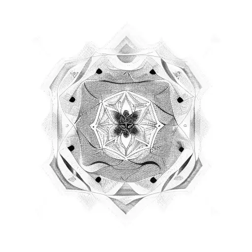 An imperfect circle made of intricate patterns and symbols, representing the journey of always striving for improvement tattoo design idea