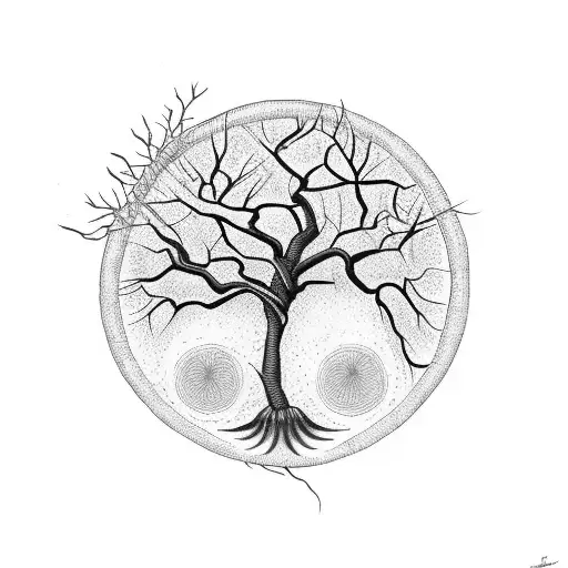 An imperfect circle formed by intertwined branches and leaves, symbolizing the beauty in imperfections tattoo design idea
