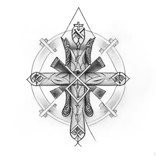 Incorporate a cross and an imperfect circle to symbolize love and patience tattoo design idea