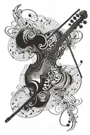 violin, musical notes, ge far evolution line concentric tattoo design idea