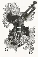 violin, musical notes, ge far evolution line concentric tattoo design idea