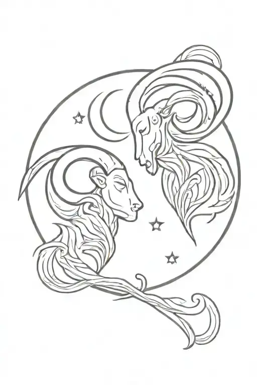 Aries and Virgo in love tattoo design idea