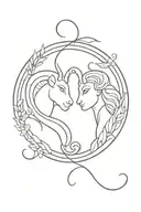 Aries and Virgo in love tattoo design idea