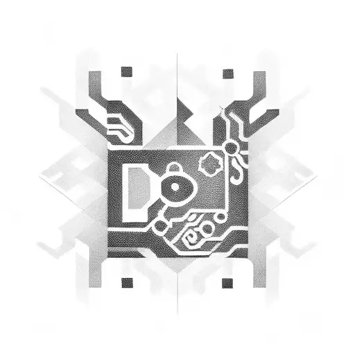 An IT-themed tattoo merging the world of technology and ADHD, with circuit board patterns interwoven with ADHD awareness symbols. tattoo design idea