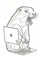 screaming marmot showing a fak with a macbook tattoo design idea
