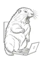 screaming marmot showing a fak with a macbook tattoo design idea