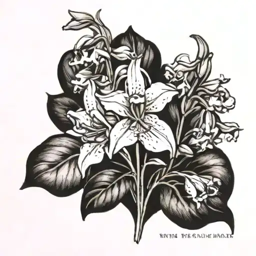 bluebells in black and white  tattoo design idea