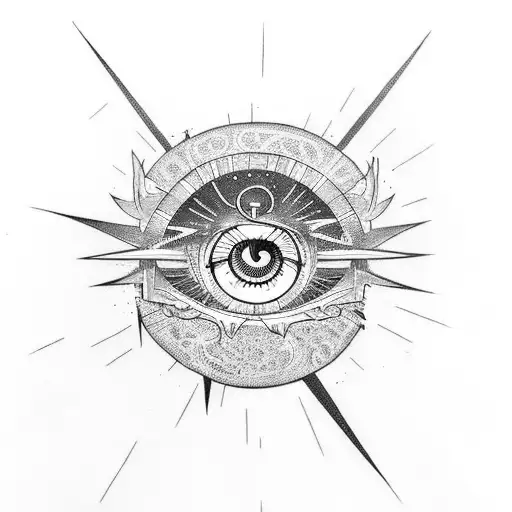 glaxy with wormhole into moon knight and eye of horus tattoo design idea
