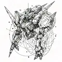 Scorpio constellation intertwined with a mobile suit Gundam 00 Raiser tattoo design idea