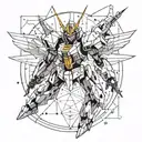 Scorpio constellation intertwined with a mobile suit Gundam 00 Raiser tattoo design idea