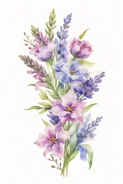 wildflowers lavender bouquet tattoo design idea